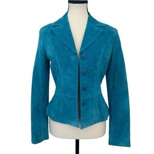 Danier Teal Suede Jacket Petite 4–6 | Tailored Fit Soft Lightweight Layer